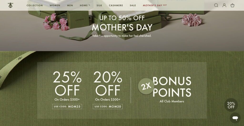 Mother's Day themed landing page
