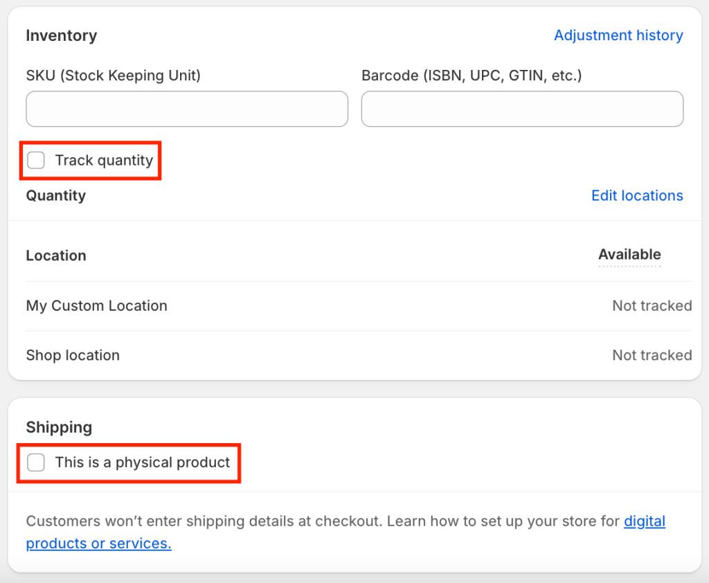 Mark your products as digital